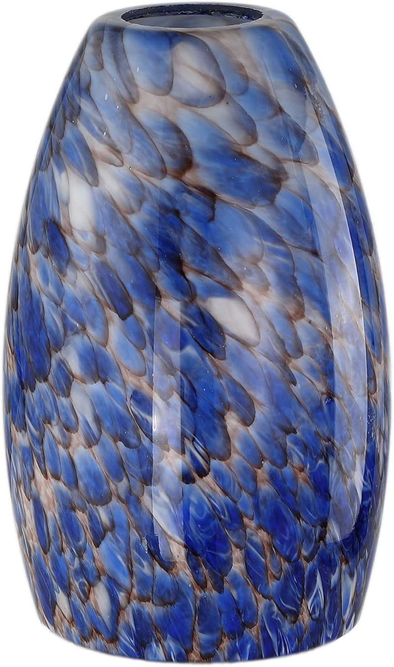 karyfine Hand Blown Art Glass Lamp Shade for Lighting Fixture Replacement Oval Glass Shade Height 7.48inch,Fitter 1.65inch,Max Diameter 4.7inch for ceiling pendant lights for kitchen (Blue) - Image 1